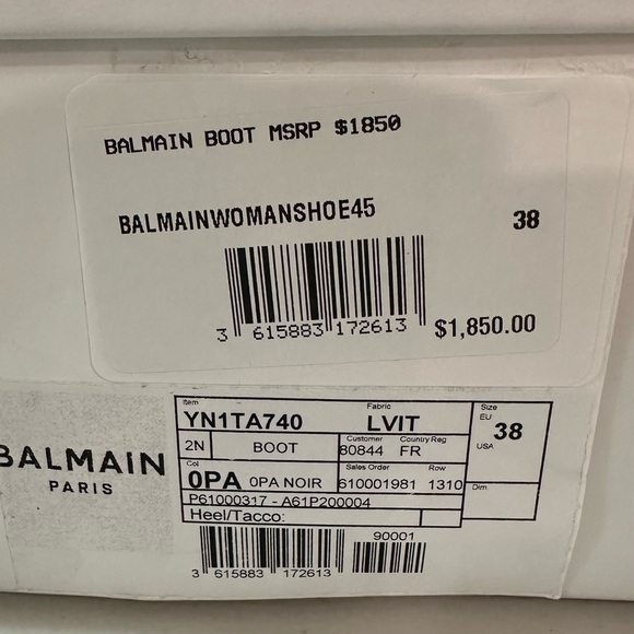 NIB Balmain Uria Leather Ankle Lace Zipper Buckle Boots Black Gold Heel 38 - Picture 11 of 16